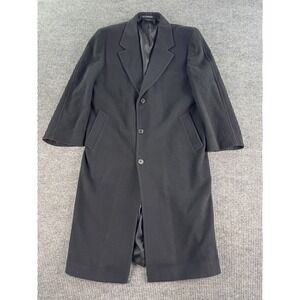 Vintage Ralph Lauren Overcoat 42 R Black Wool Winter Designer Italy Topcoat